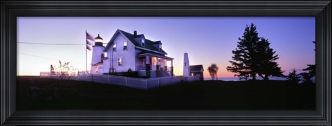 Framed Lighthouse at a coast, Pemaquid Point Lighthouse, Pemaquid Point, Bristol, Lincoln County, Maine, USA Print