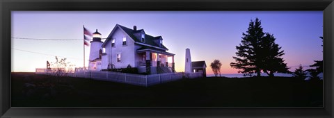 Framed Lighthouse at a coast, Pemaquid Point Lighthouse, Pemaquid Point, Bristol, Lincoln County, Maine, USA Print