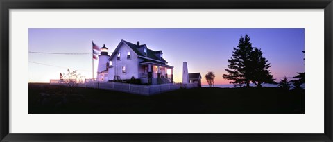 Framed Lighthouse at a coast, Pemaquid Point Lighthouse, Pemaquid Point, Bristol, Lincoln County, Maine, USA Print