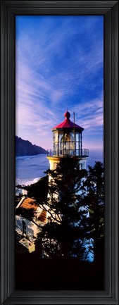 Framed Lighthouse at a coast, Heceta Head Lighthouse, Heceta Head, Lane County, Oregon (vertical) Print