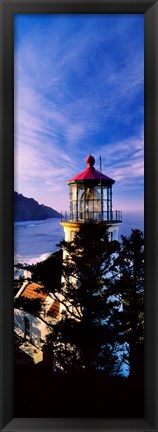 Framed Lighthouse at a coast, Heceta Head Lighthouse, Heceta Head, Lane County, Oregon (vertical) Print