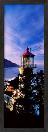 Framed Lighthouse at a coast, Heceta Head Lighthouse, Heceta Head, Lane County, Oregon (vertical) Print