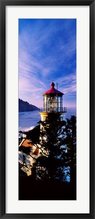 Framed Lighthouse at a coast, Heceta Head Lighthouse, Heceta Head, Lane County, Oregon (vertical) Print