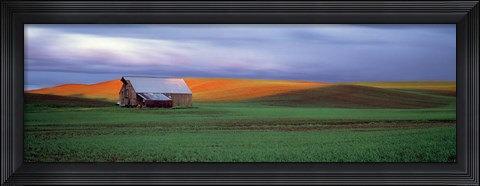 Framed Old Barn Under Cloudy Skies, Washington State Print