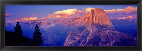 Framed Sunlight falling on a mountain, Half Dome, Yosemite Valley, Yosemite National Park, California, USA Print