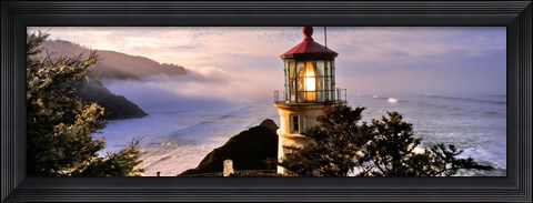 Framed Lighthouse at a coast, Heceta Head Lighthouse, Heceta Head, Lane County, Oregon (horizontal) Print