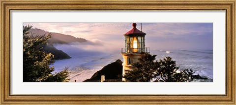 Framed Lighthouse at a coast, Heceta Head Lighthouse, Heceta Head, Lane County, Oregon (horizontal) Print
