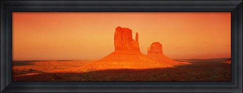 Framed Buttes at sunrise, The Mittens, Monument Valley Tribal Park, Monument Valley, Utah, USA Print