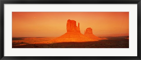 Framed Buttes at sunrise, The Mittens, Monument Valley Tribal Park, Monument Valley, Utah, USA Print