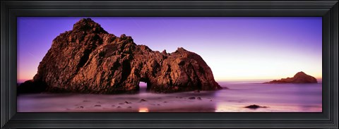 Framed Rock formations on the beach, Pfeiffer Beach, Big Sur, California, USA Print