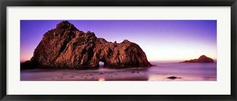 Framed Rock formations on the beach, Pfeiffer Beach, Big Sur, California, USA Print