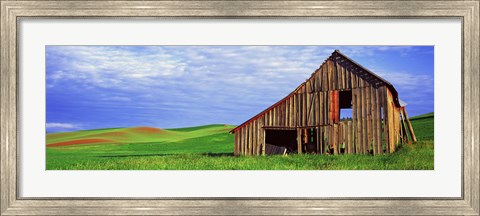 Framed Dilapidated barn in a farm, Palouse, Whitman County, Washington State, USA Print