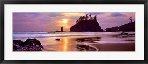 Framed Sunset at Second Beach, Olympic National Park, Washington State Print