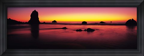 Framed Sunset over rocks in the ocean, Big Sur, California, USA Print