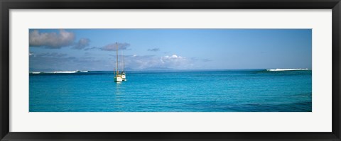 Framed Boat in the ocean, Huahine Island, Society Islands, French Polynesia Print