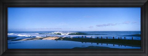 Framed Waves Crashing under a Blue Sky Print