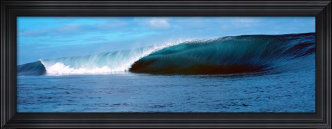 Framed Low Wave Curling Into the Sea Print