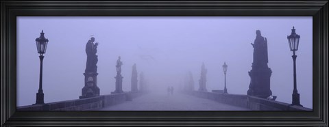 Framed Statues and lampposts on a bridge, Charles Bridge, Prague, Czech Republic Print