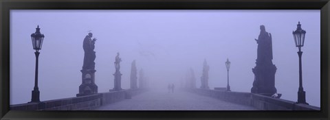 Framed Statues and lampposts on a bridge, Charles Bridge, Prague, Czech Republic Print