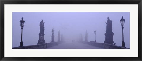 Framed Statues and lampposts on a bridge, Charles Bridge, Prague, Czech Republic Print