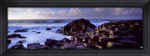 Framed Rock formations on the coast, Giants Causeway, County Antrim, Northern Ireland Print