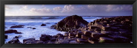 Framed Rock formations on the coast, Giants Causeway, County Antrim, Northern Ireland Print