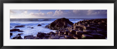 Framed Rock formations on the coast, Giants Causeway, County Antrim, Northern Ireland Print