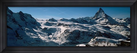 Framed Skiers on mountains in winter, Matterhorn, Switzerland Print