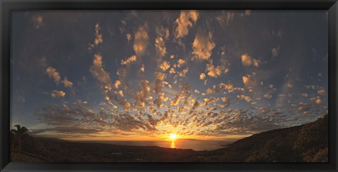 Framed Sunset over the Pacific ocean, Kealakekua Bay, Kona Coast, Kona, Hawaii, USA Print