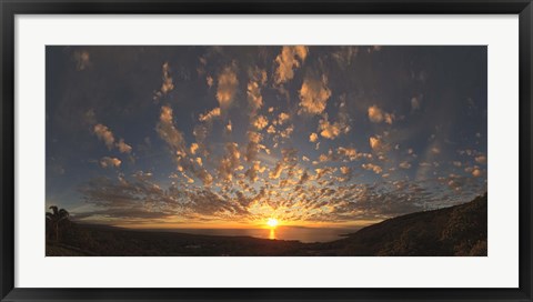 Framed Sunset over the Pacific ocean, Kealakekua Bay, Kona Coast, Kona, Hawaii, USA Print