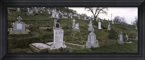 Framed Tombstone in a cemetery, Saxon Church, Biertan, Transylvania, Mures County, Romania Print