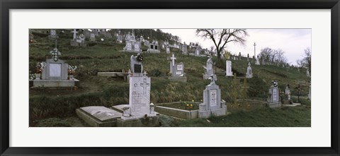 Framed Tombstone in a cemetery, Saxon Church, Biertan, Transylvania, Mures County, Romania Print