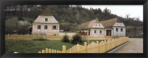 Framed Houses in a village, Biertan, Transylvania, Mures County, Romania Print