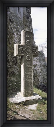 Framed Stone cross at a castle, Bran Castle, Brasov, Transylvania, Mures County, Romania Print