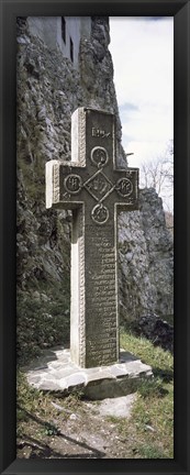 Framed Stone cross at a castle, Bran Castle, Brasov, Transylvania, Mures County, Romania Print