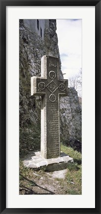 Framed Stone cross at a castle, Bran Castle, Brasov, Transylvania, Mures County, Romania Print