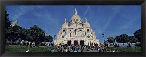 Framed Crowd at a basilica, Basilique Du Sacre Coeur, Montmartre, Paris, Ile-de-France, France Print