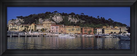 Framed Boats docked at a port, English Promenade, Nice, Alpes-Maritimes, Provence-Alpes-Cote d&#39;Azur, France Print