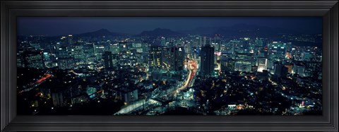 Framed Aerial view of a city, Seoul, South Korea 2011 Print