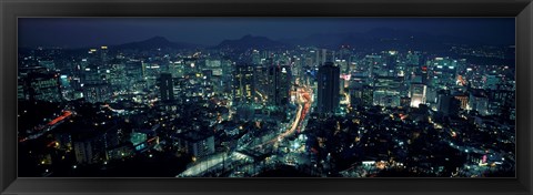 Framed Aerial view of a city, Seoul, South Korea 2011 Print