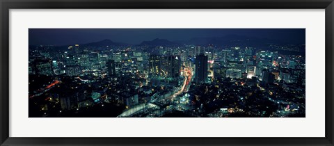 Framed Aerial view of a city, Seoul, South Korea 2011 Print