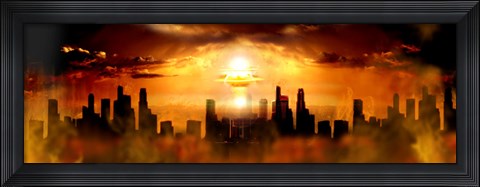 Framed Nuclear blast behind city Print