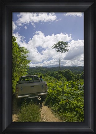 Framed Truck a dirt road, Malao, Big Bay Highway, Espiritu Santo, Vanuatu Print