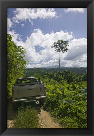 Framed Truck a dirt road, Malao, Big Bay Highway, Espiritu Santo, Vanuatu Print