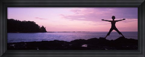 Framed Rear view of a woman exercising on the coast, La Punta, Papagayo Peninsula, Costa Rica Print