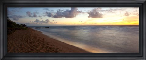 Framed Sunrise over an ocean, Waipouli Beach, Kauai, Hawaii, USA Print
