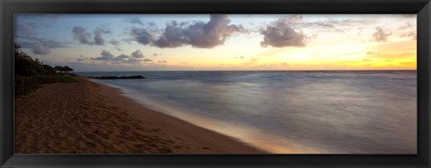 Framed Sunrise over an ocean, Waipouli Beach, Kauai, Hawaii, USA Print