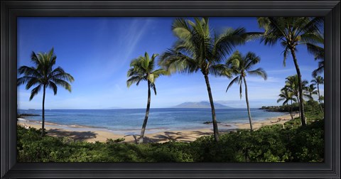 Framed Palm trees on the beach, Maui, Hawaii, USA Print