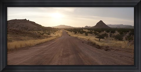 Framed Dirt road passing through a desert, Namibia Print