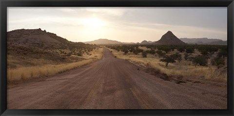 Framed Dirt road passing through a desert, Namibia Print